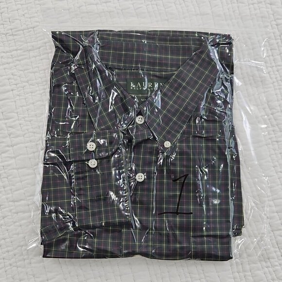 Ralph Lauren Green Label Shirt Men's 17 1/2 32/33 No Iron Plaid Green Blue EUC - Picture 15 of 15
